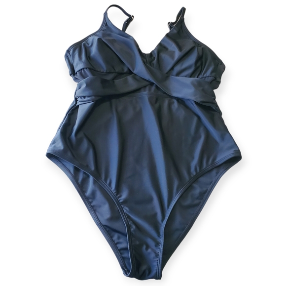 CUPSHE Women V Neck One Piece Swimsuit Wrapped Mesh Tummy Control Bathing Suit - Picture 3 of 6